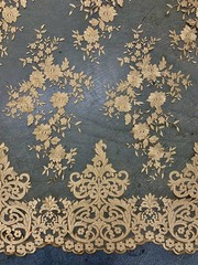 Teagan GOLD Damask Design Embroidered on Mesh Lace Fabric by the Yard – 10027