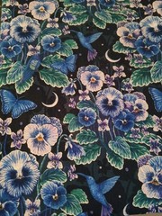 Blue Purple Floral Fabric 3Yards Jardin De Lune Cotton by Blank Quilting