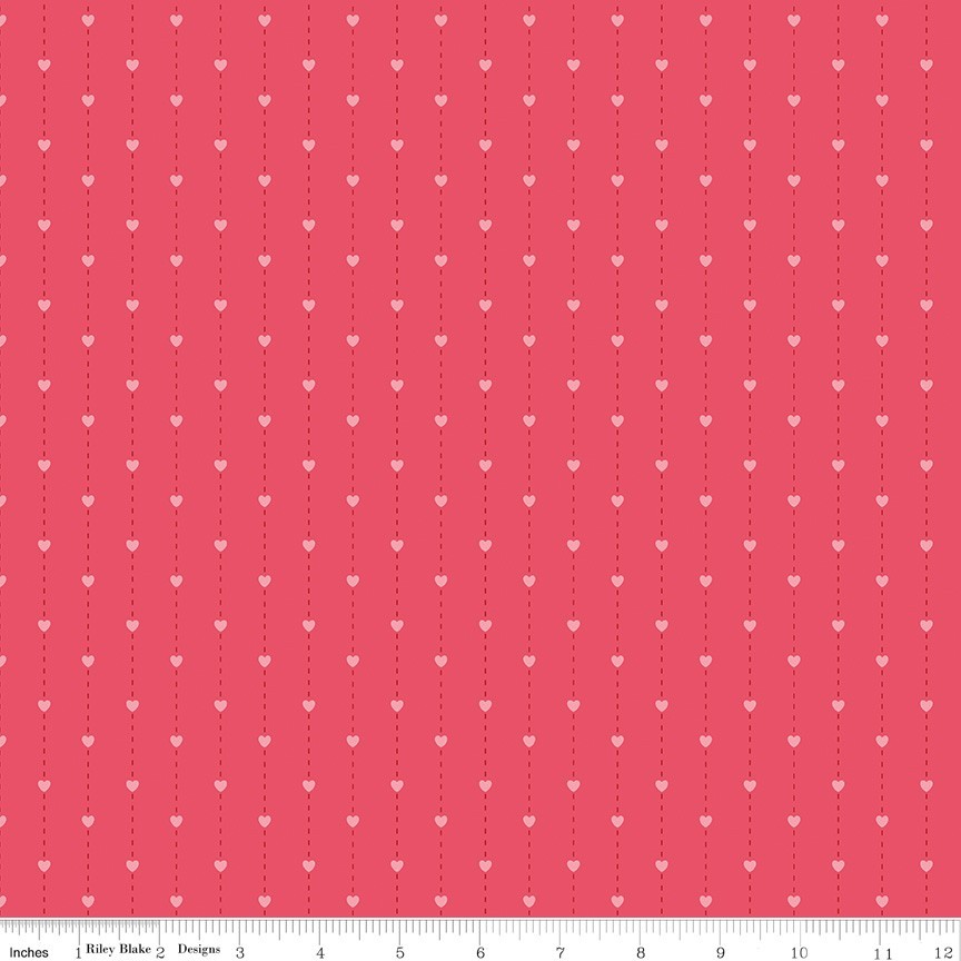 Yard, Pink Heart Stripe Sew In Love Riley Blake $3.99 Ships ANY Amount Of Fabric