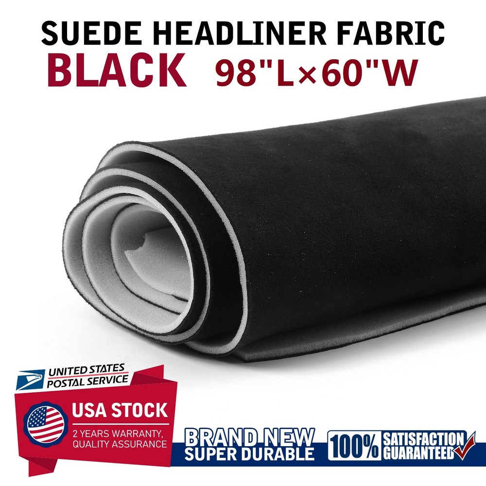 Headliner Material Automotive Fabric Black Suede 98″×60″ Car Roof Upholstery