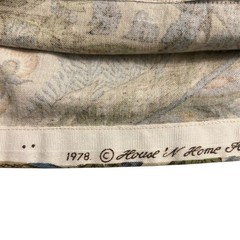 House N Home Fabrics Vintage Fabric Panel 50×50 Beige Botanical 1978 Floral Fern