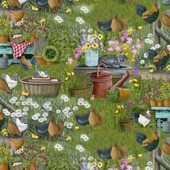 Benartex Fabrics Sykel Farmall Plank Green Red Farm Tractor Scenic BTY