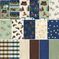 Wilmington Prints – Evergreen Escape – Repeating Border Stripe – Multi, BTY