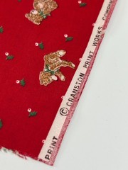 1 yd Cranston Red Fabric Christmas All Over Tumbling Playful Teddy Bears Holly