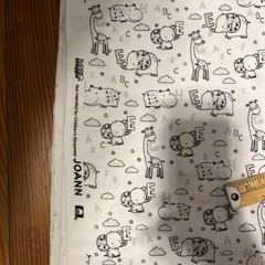 Joann’s Super Snuggle Cotton Flannel Gray White Baby Animals Uncut 2 Yards
