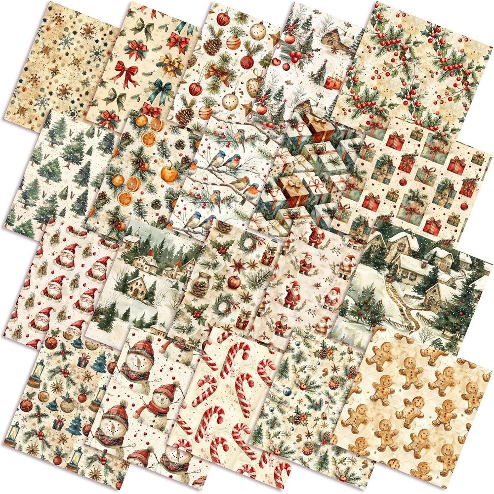 60 Pcs 10 x 10 Inch Vintage Christmas Quilting Fabric Christmas Fat Squares