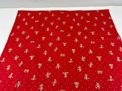 1 yd Cranston Red Fabric Christmas All Over Tumbling Playful Teddy Bears Holly