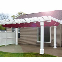 E&K Retractable Pergola Canopy Cover Waterproof Awning Deck Garden Yard Pool Red