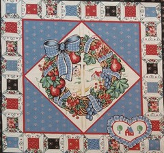 Vtg~Wamsutta~”Homestead, Fruit, Spools of Thread”~Cotton Fabric~ 17.25″x16.75″