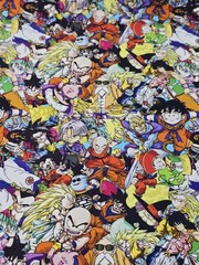 Dragon Ball Z DBZ Character Print Fabric Remnant 56″ x 25″ Goku Vegeta Anime