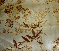 56″ Light to Medium Weight Sateen Bamboo Design on Golden Beige Fabric BTP