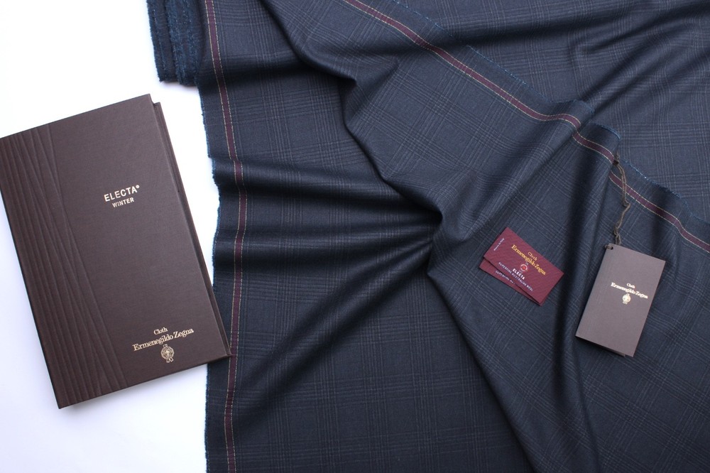 Ermenegildo Zegna Electa Wool Fabric 3.5m Deep Teal Aqua Prince of Wales Suit