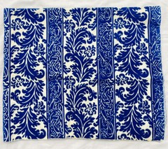 Vtg Patterson Fabric New York Sample Flocked Royal And White Paisley 1 Yard
