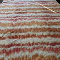 Flamestitch Ikat PolyCotton Blend Upholstery Fabric Gold Orange Coral Red 3 Yds