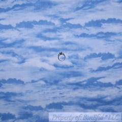 BonEful Fabric FQ Cotton Quilt Blue White Cloud Sky Scenic Baby Girl Boy Calico