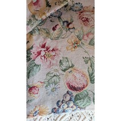 Vintage Floral Fruit Screen Printed Fabric Linen Look 152×55 Scotchgard ESD