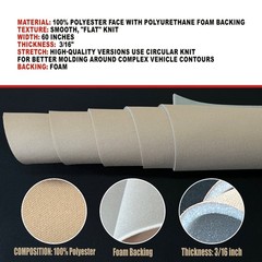 Automotive Universal Flat Knit Headliner Fabric With 3/16 Foam Backing /60″ Wide