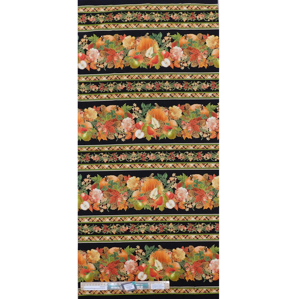 Patchwork Quilting Fabric Pumpkin Harvest Border Half Meter Cut 50x110cm
