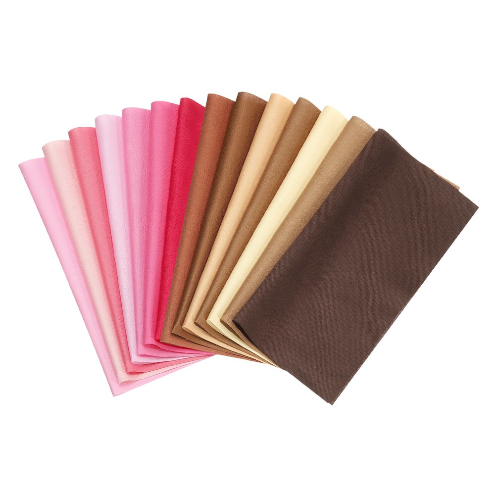 14Pcs 8″ x 8″ Solid Color Cotton Fabric Bundles Precut Fabric Pink/Brown