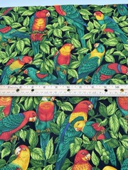 Cranston Print Works Parrots Jungle 100% Cotton Fabric Vintage Colorful 2 Ydsx44