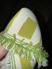 Mid-Century Vintage Woven Upholstery Fabric Geometric Shapes Lines Avocado Green