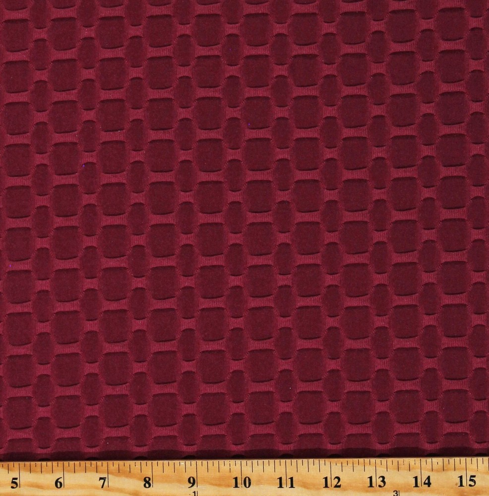 Honeycomb Texture Knit Solid Burgundy Poly/Spandex Blend Fabric by Yard D452.40