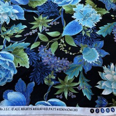 Eden Tree Of Life Purple Blue Gold Floral Flowers Chong A Hwang 1.6 Yards