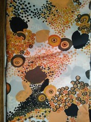 1 Yard Bohemian Abstract Fabric by Orange Brown Black Nylon Rayon
