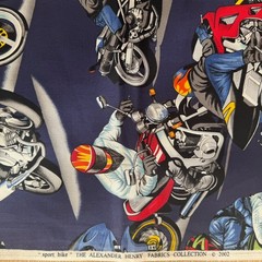 Vintage Alexander Henry Fabric Sport Bike Motorcycle 43 X 33”