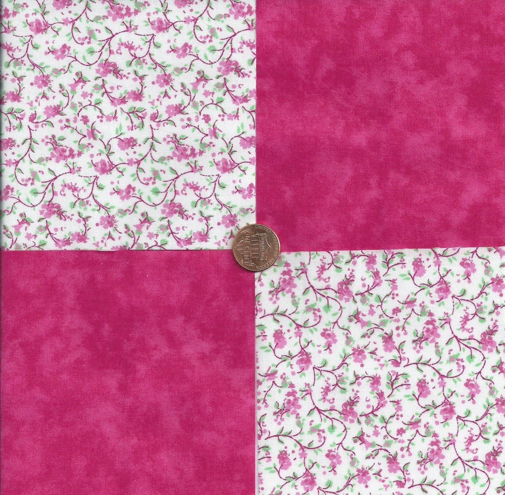 Flower Vine Pink Solid 100% Cotton Fabric Quilt Square Blocks kit EU