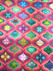 Wishwell by Rober Kaufman Medallion Pink Green Blue Cotton Fabric BT Half Y #10