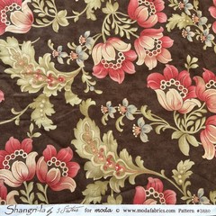 Shangri-la 3 Sisters Moda Asian Inspired Floral Brown Background Fabric 2.2yds
