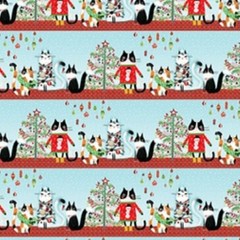 Meowy Christmas Repeating Stripe 1623299B Cotton Fabric half yd contious cut