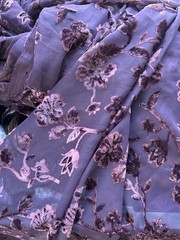 Purple Plum floral Velvet Burnout on chiffon Fabric By the Yard 44″ W