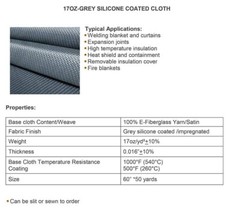 725 Silicone Coated Fiberglass High Heat Resistance Cloth 60″ x 150′