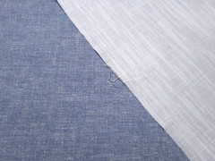 P Kaufmann DESMOND SOLID CHAMBRAY Indigo Blue Slubby Solid Drapery Uph Fabric