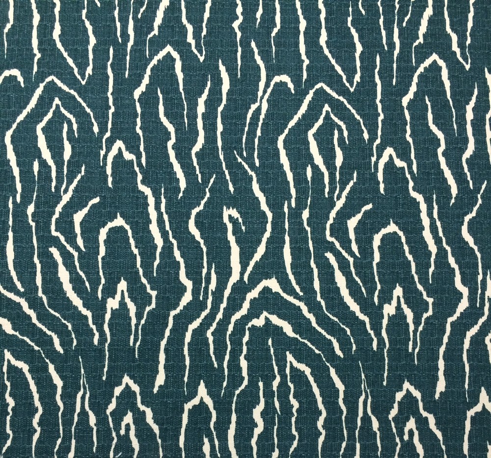 BALLARD DESIGNS MYA PEACOCK BLUE IVORY ZEBRA ANIMAL FABRIC BY THE YARD 54″W