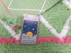 Vintage Chenille Bedspread Fabric, White Trellis on Candy Apple Green 19 x 20″