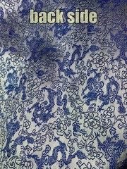 Dragon Floral Faux Silk Brocade Fabric Material 36″W by the yard – Blue & Silver