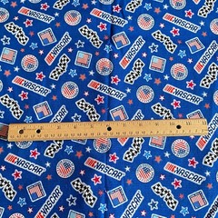 1 YD NASCAR Fabric Blue Cotton Print Camelot Cotton Print