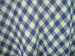 Vintage Check Blue White Viscose Fabric,Natural Fabric for Craft Apparel Fabric