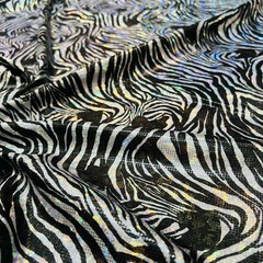 Metallic Animal Print Zebra Spandex stretch Fabric 60″ wide by Yard for Swimwear