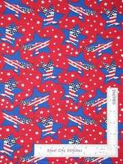 Patriotic USA Star Stripe Eagle Stars Red Cotton Fabric Santee Patriotic Yard
