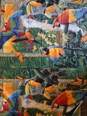 FABRIC WINGS OF PARADISE PARROT BIRD Tropical 12 PANELS 3 WALL HANG PILLOW CRAFT