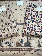 6 Yds Winter Comforts Border Snowman Mittens Coord. Flannel 3 Prints by Spectrix