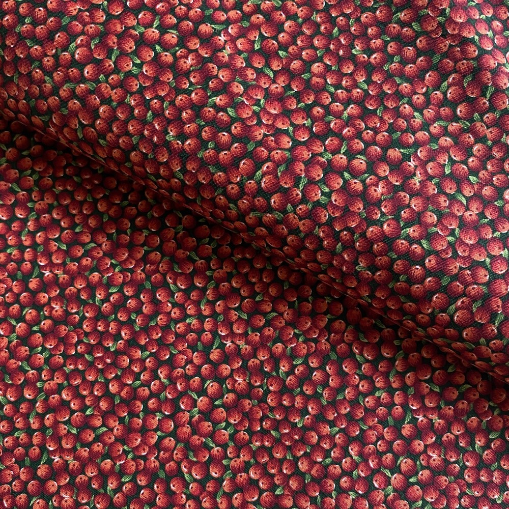 BTY Vintage Micro Berry Print Fabric Red Black Classic Cottons