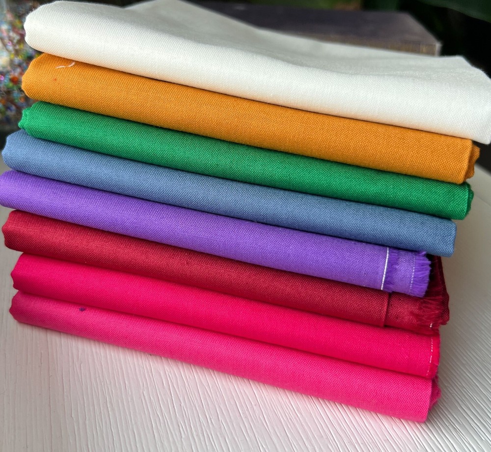 8 Pack 1/2 Yard Fabric Lot Cotton Fabric 4 Yards Total Mixed Solid Colors