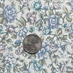 1 Yard Vintage Marcus Brothers Fabric Purple Blue Green Floral on White 44″ W