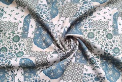 Blue Plaid Patchwork Fabric 55” Wide By Yard Soft Rayon Viscose Material Sewing