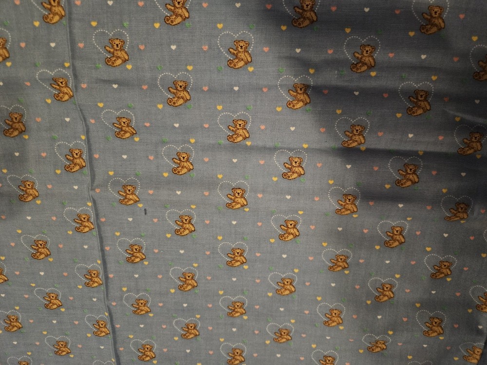 Vintage bear and hearts Cranston Print Works Company Fabric 49 X 43